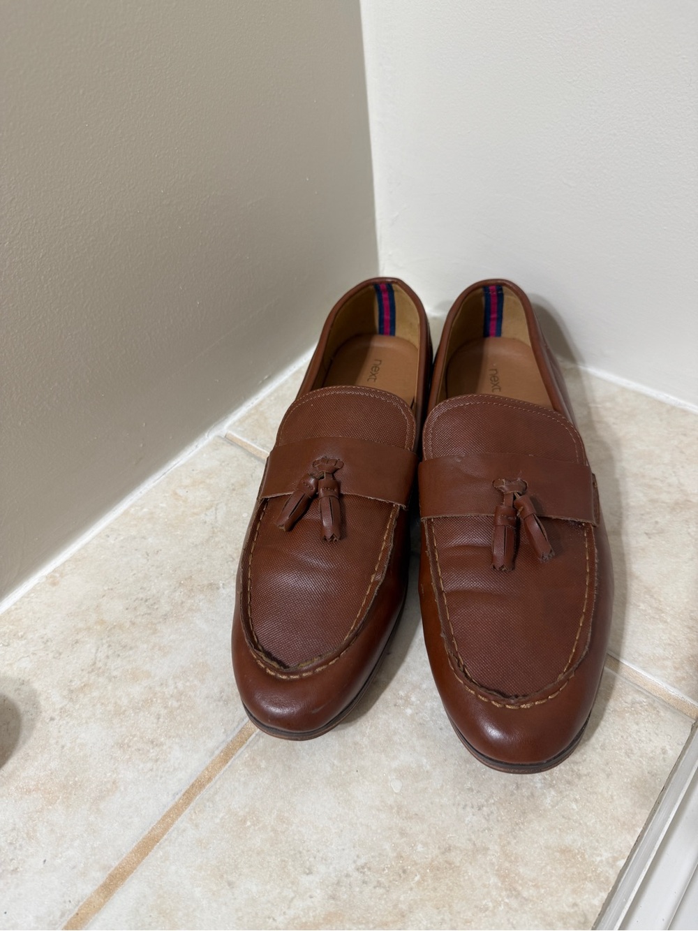 next Brown Leather Tassel Loafers